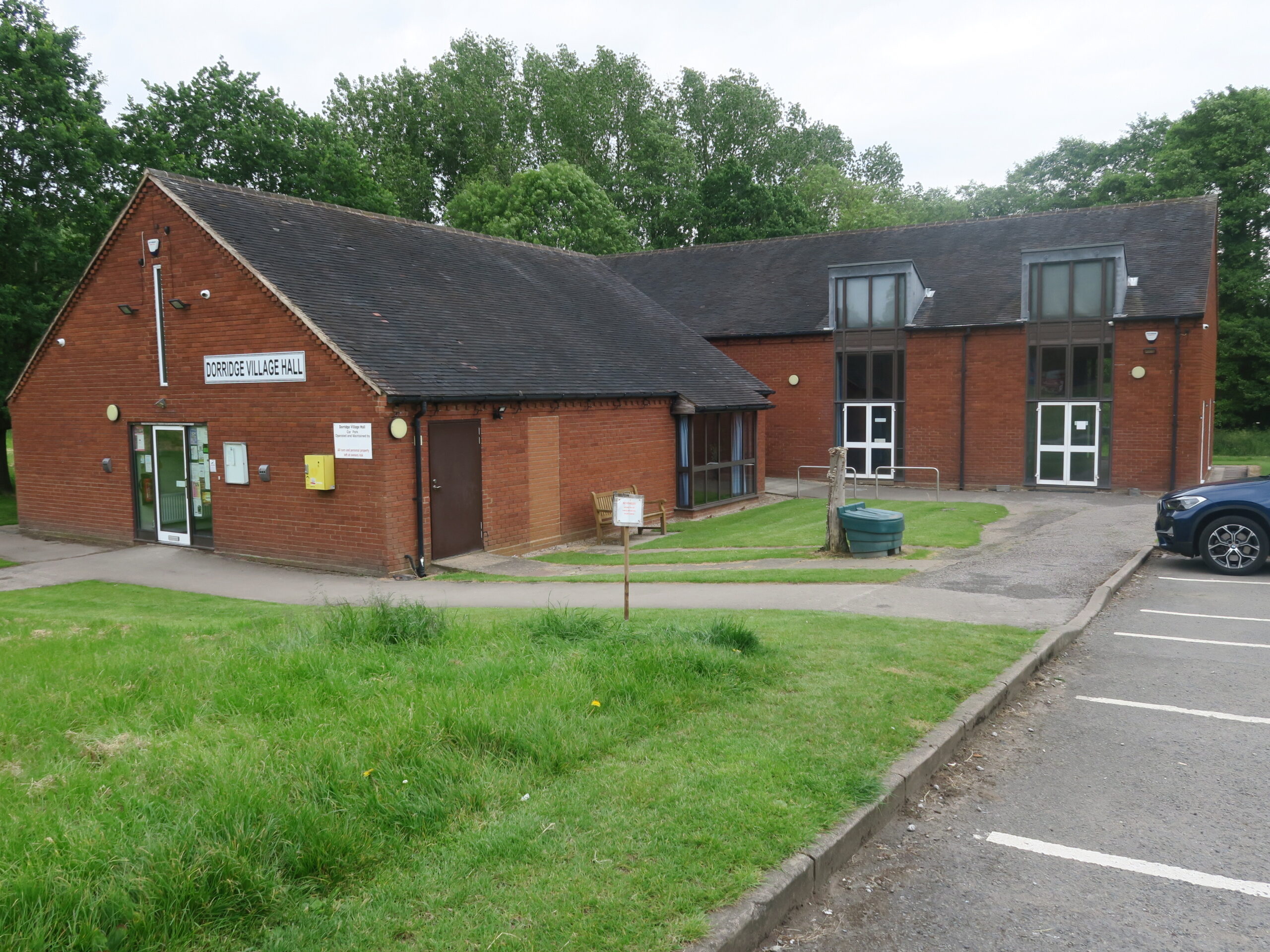 The hall from the car park